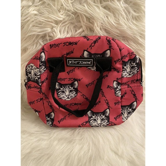 Betsey Johnson Handbags - Betsey Johnson Cat Insulated Lunch Tote Lunchbox PINK VERY CLEAN